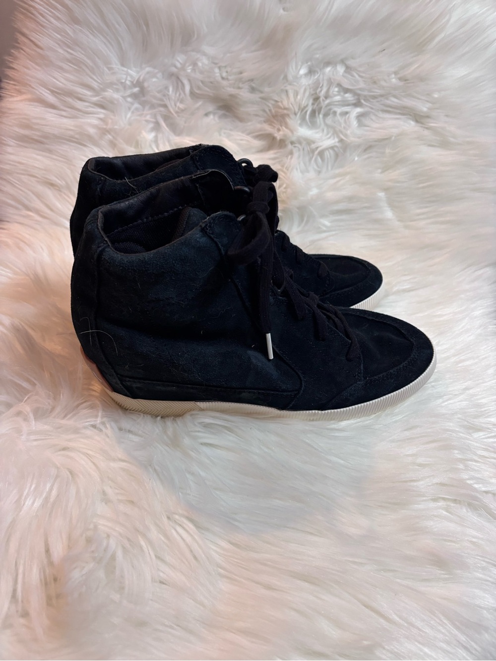 Sorel Black Suede Lace-Up Wedge Booties - Picture 7 of 8